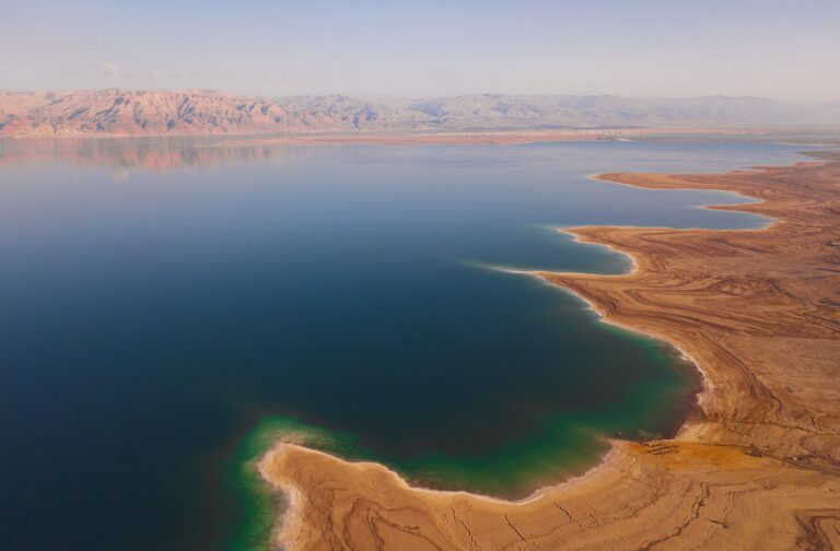 flyover of the dead sea in Israel
